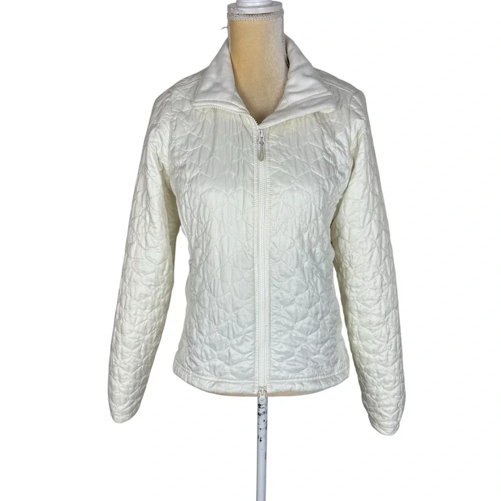 LL Bean Jacket Womens Size Small‎ Off White Cream Quilted Thinsulate Lightweight